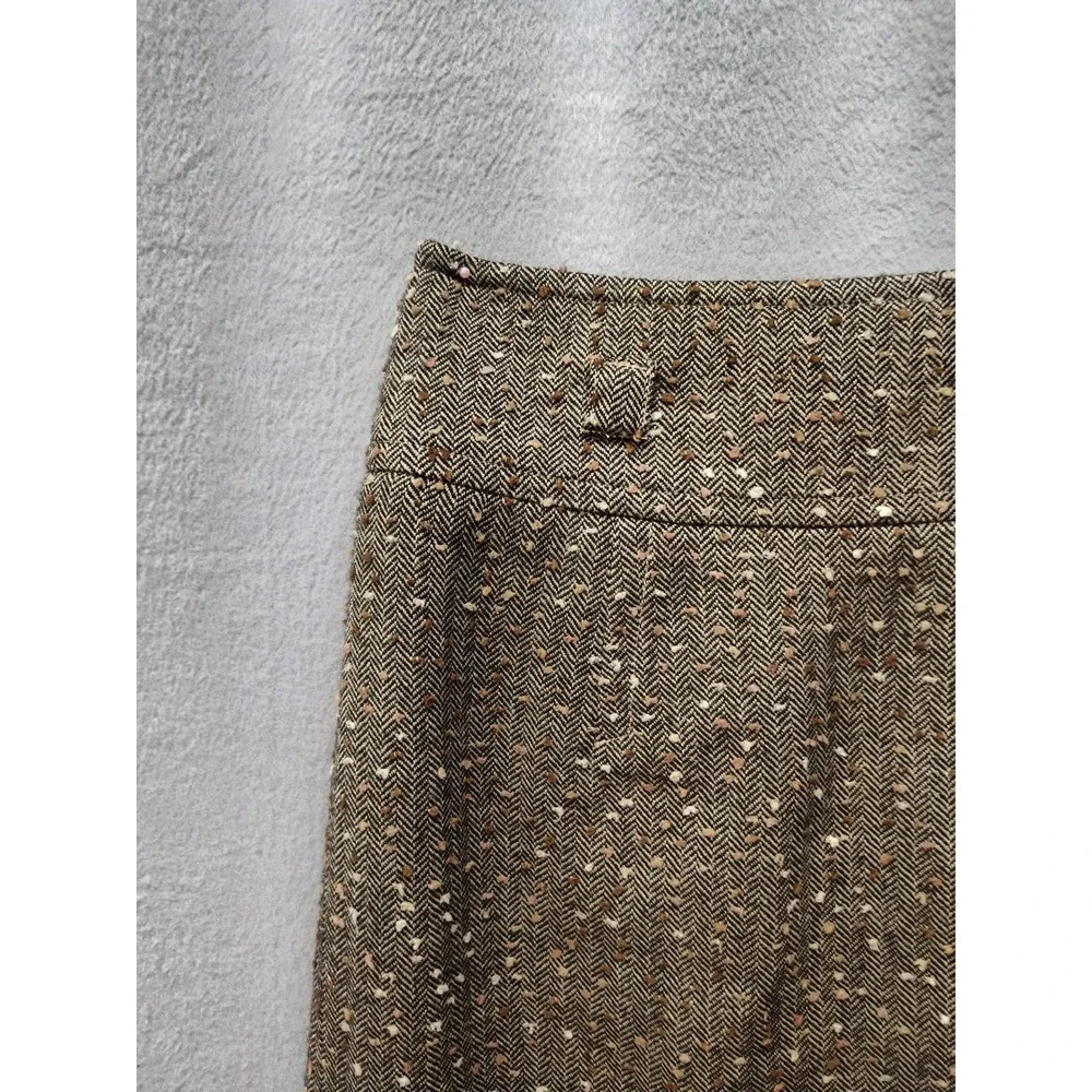 Etcetera Brown Herringbone Tweed Wool Blend Pencil Skirt Size 2 Professional